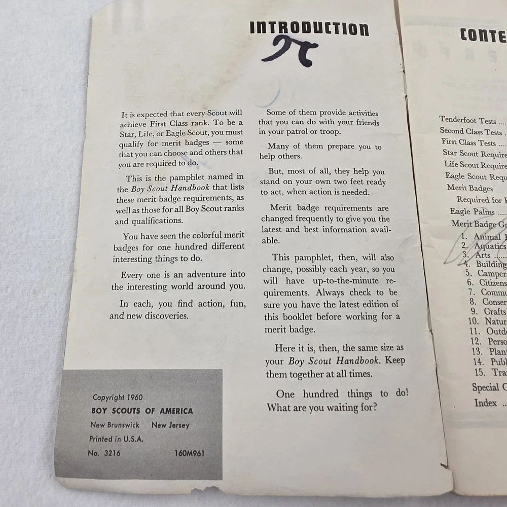 Boy Scouts of America Boy Scout Requirements Booklet, Copyright 1960